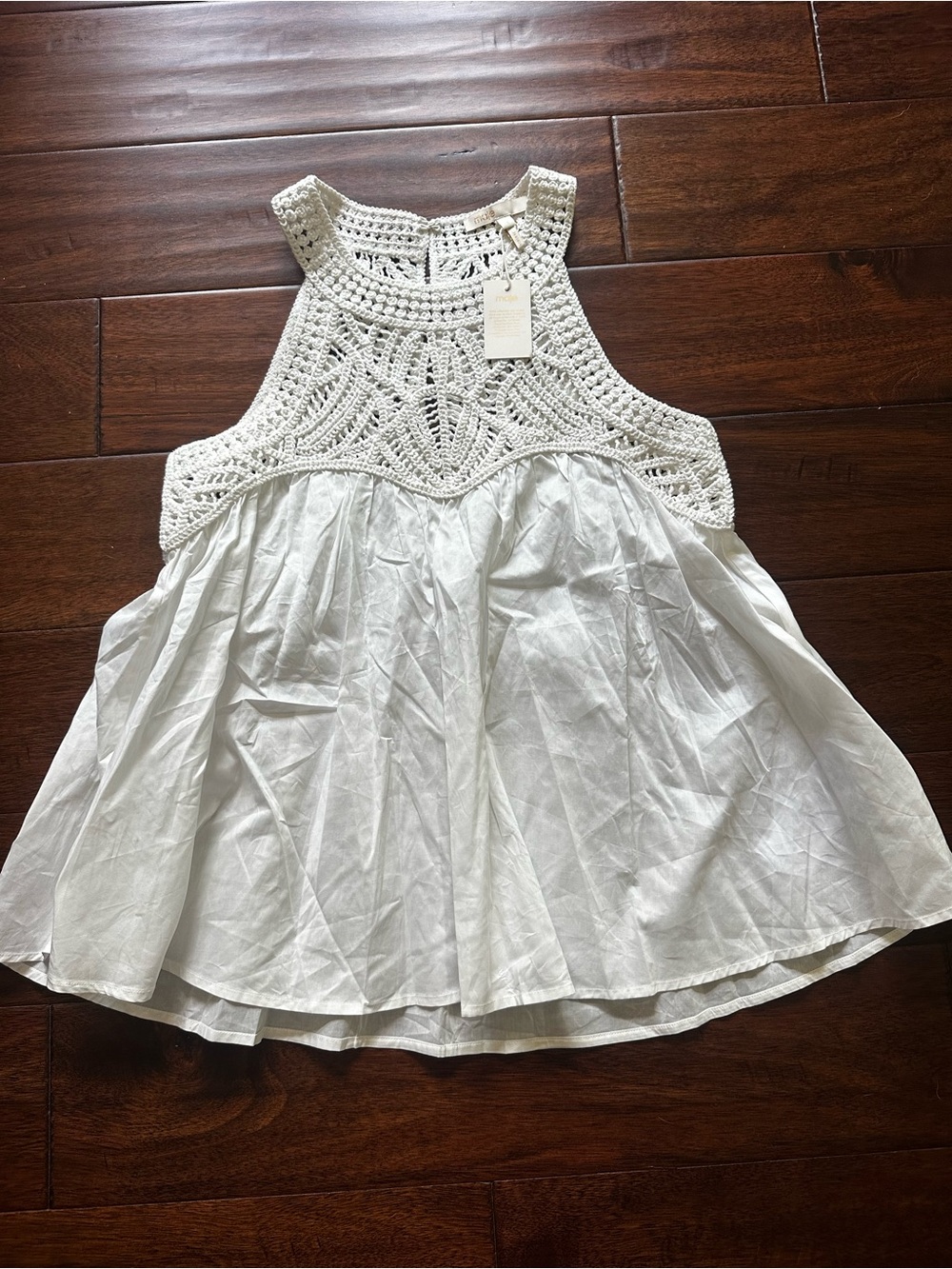 Maje White Crochet Tank Top